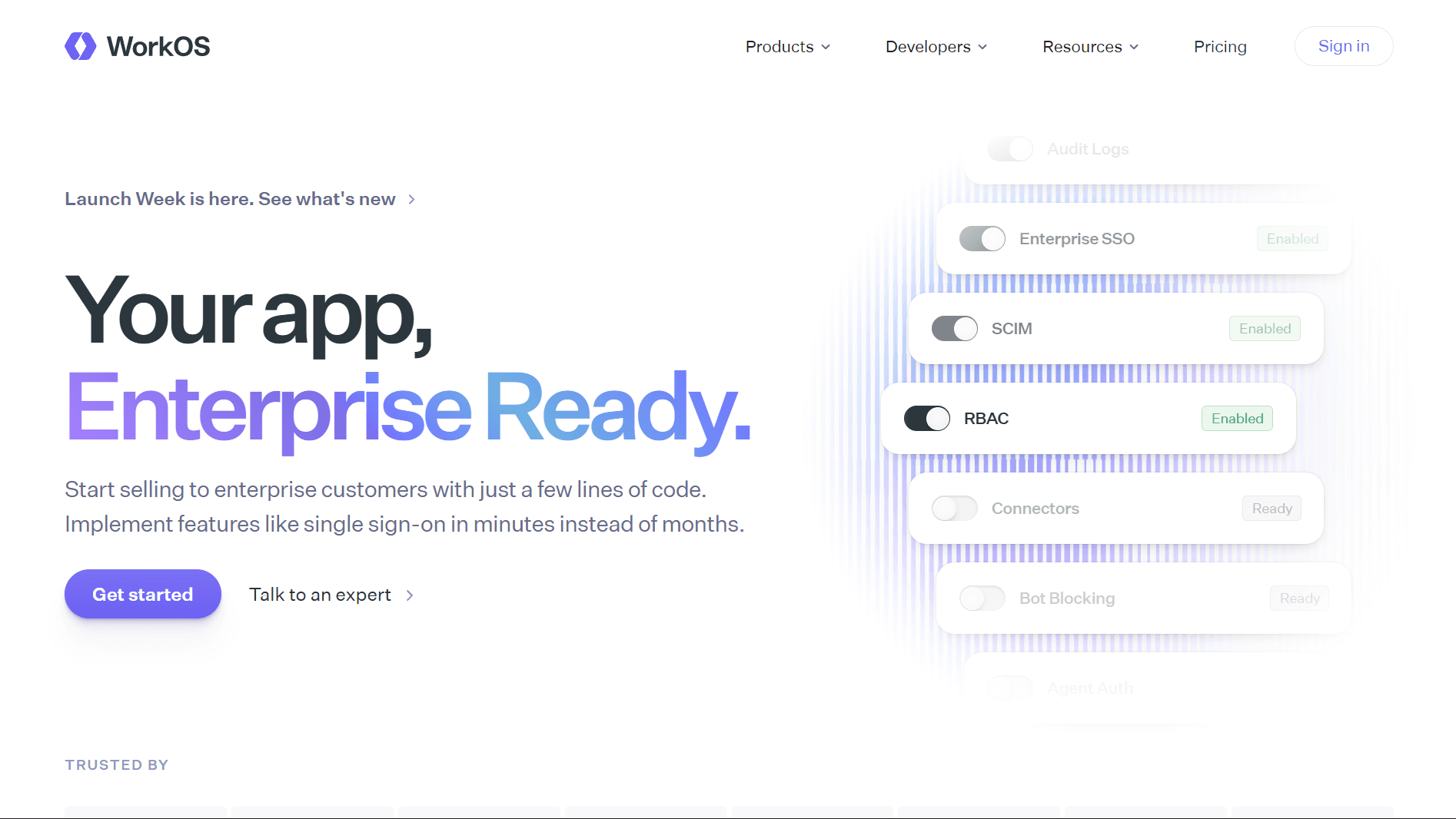 Fig: WorkOS homepage