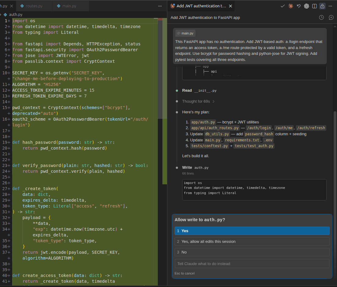 Fig: Building JWT auth with Claude Code