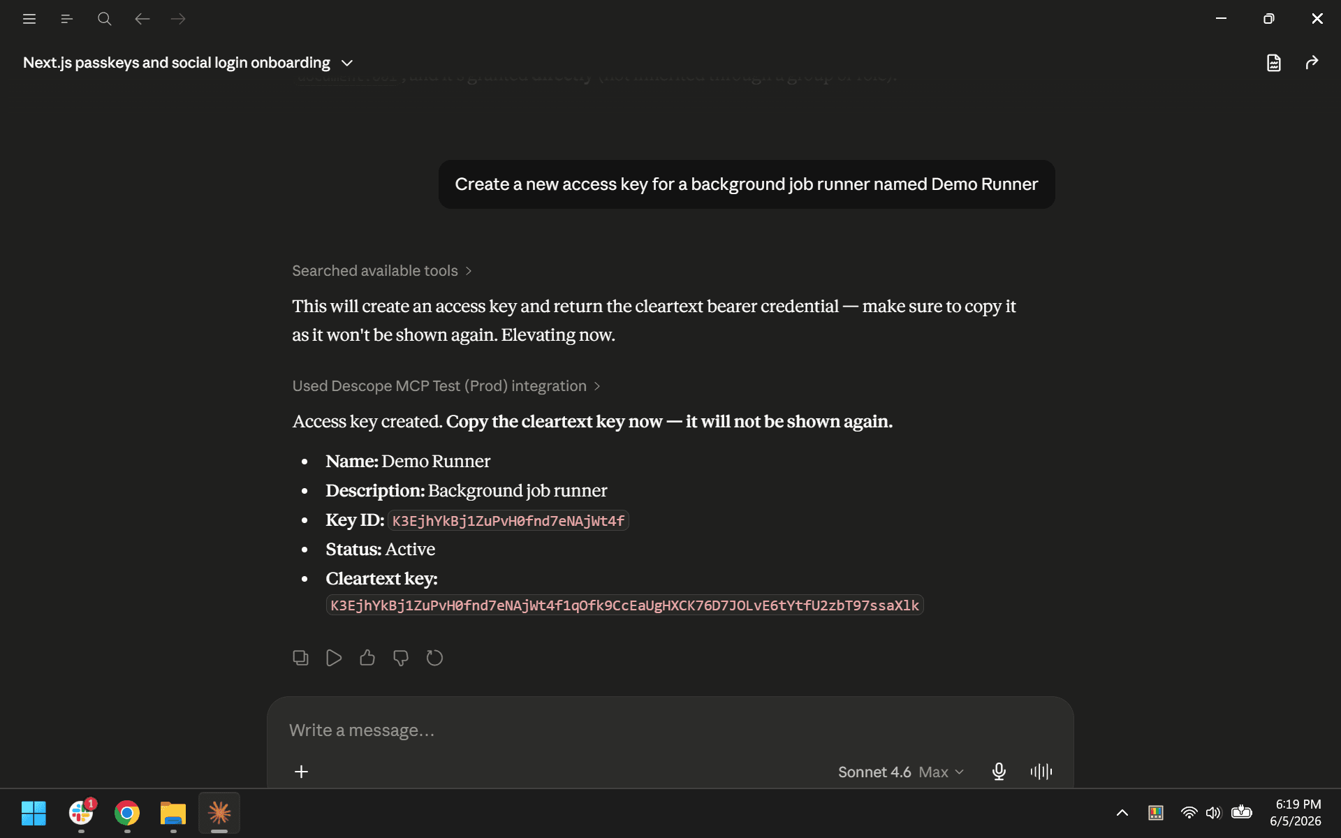 Create a new access key for a background job runner named X