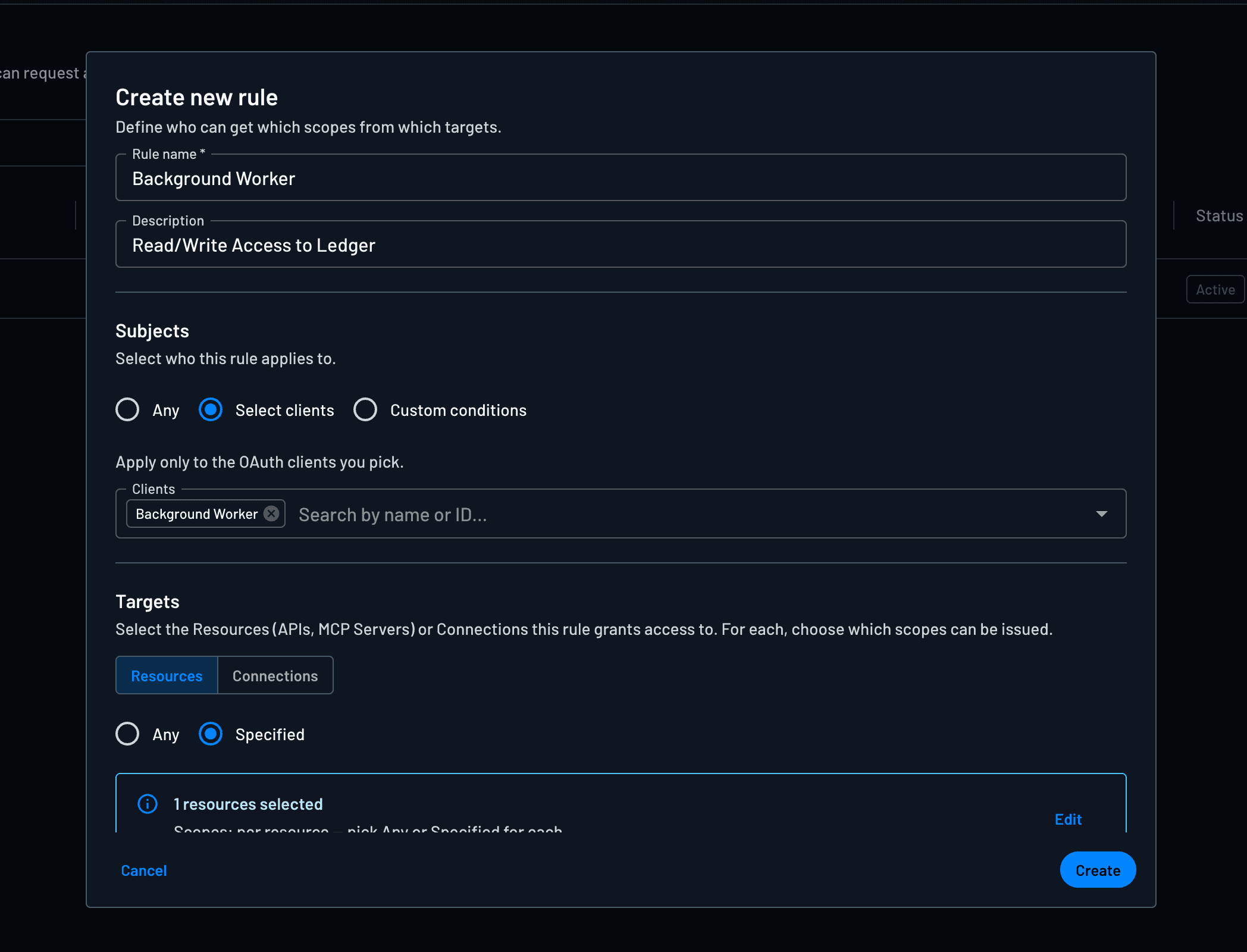 Assign a policy only for the specific background worker
