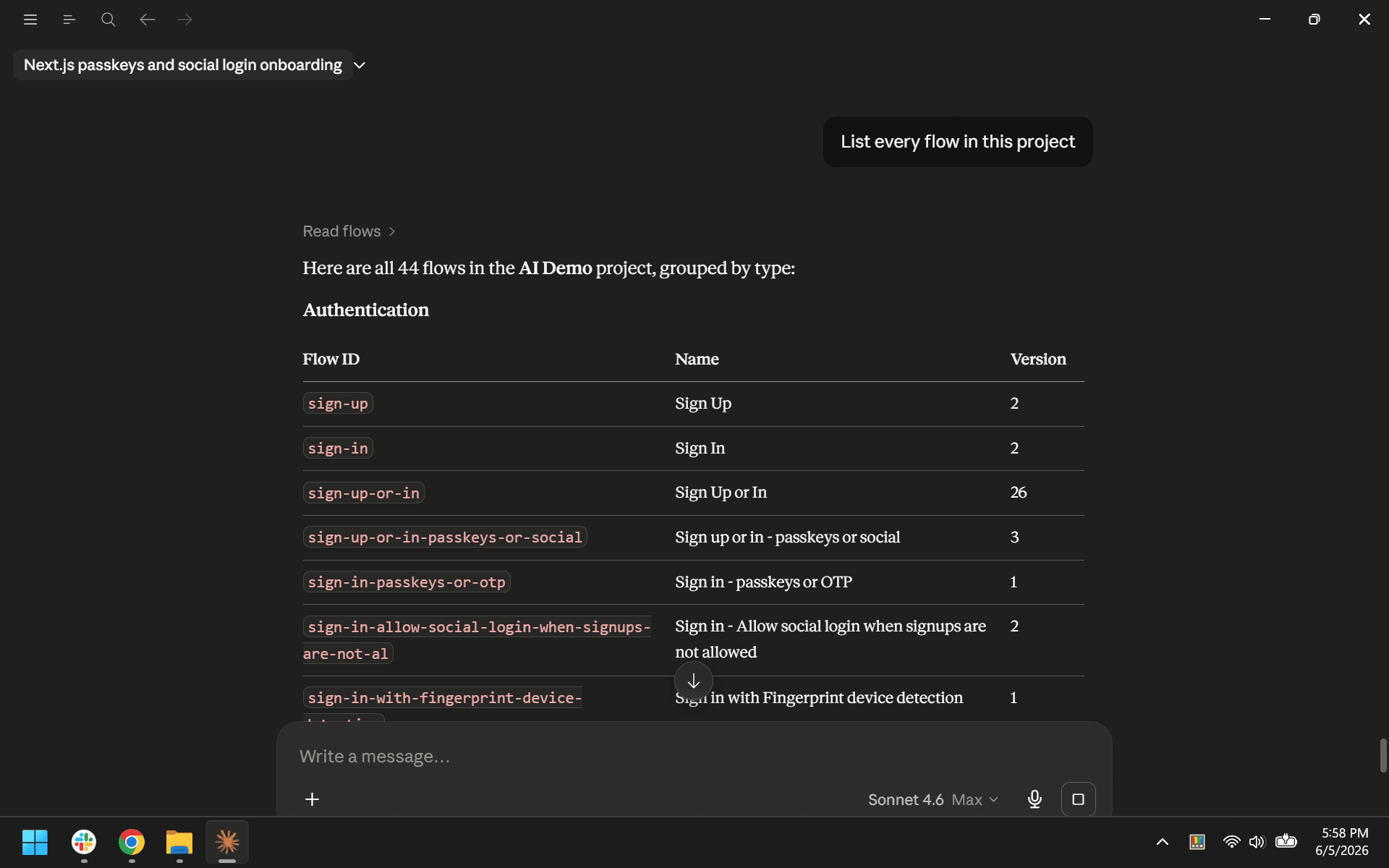 List every flow in this project