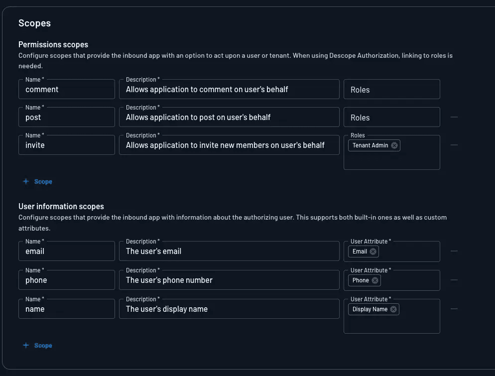 Inbound Apps Scopes