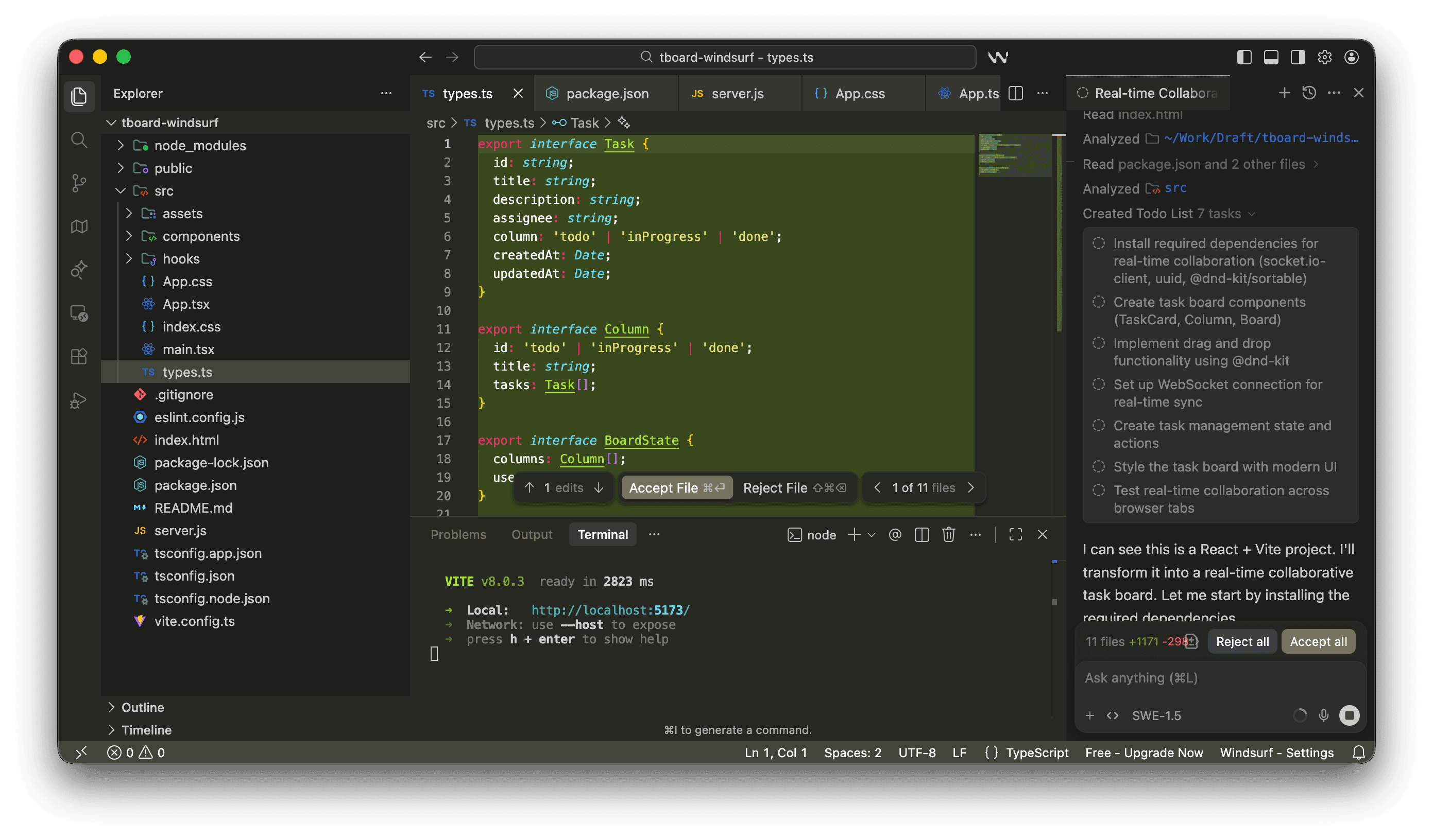 Fig: The plan created by Windsurf for user review