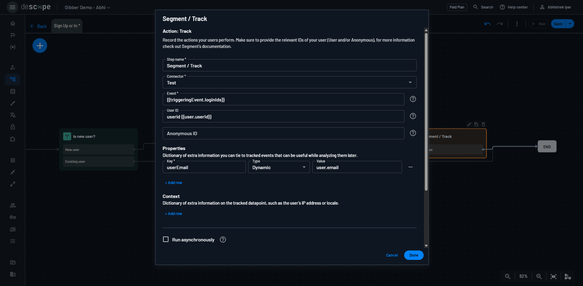 Adding Segment Track properties to Descope user journeys