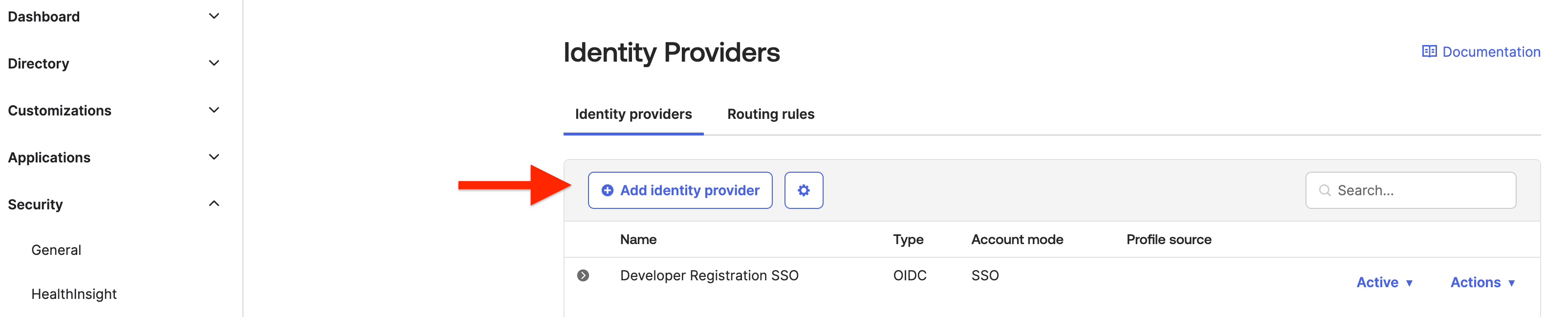 Fig: Selecting an IdP