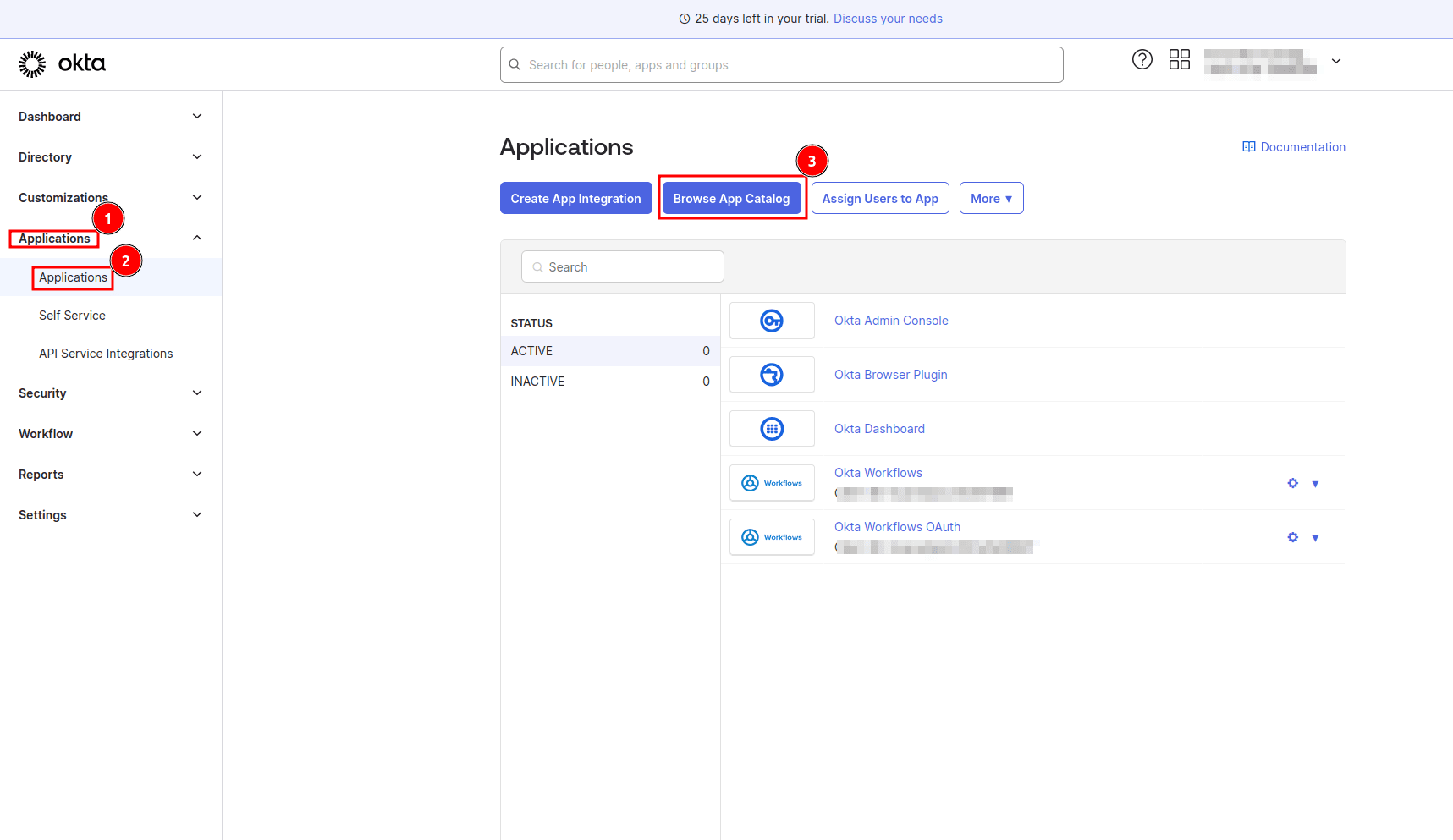 Fig: Okta dashboard